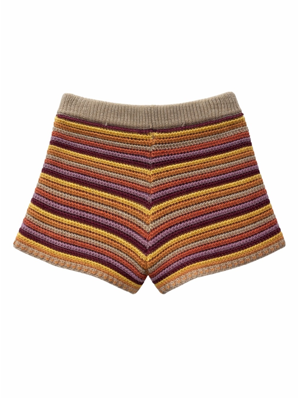 Yellow the Label Shorts Striped Crochet Knit High Rise Multicolor, Medium